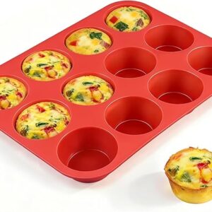 CAKETIME 12 Cups Silicone Muffin Pan